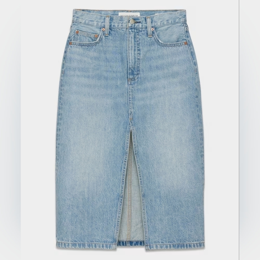 Aritzia Denim Forum The '90s Halle Midi Pockets Jean Women's Denim Skirt Size 31 - Picture 4 of 16